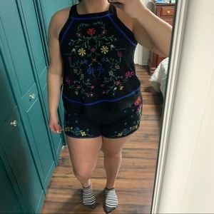 Xhilaration Floral Matching Top/Shorts Set size XL